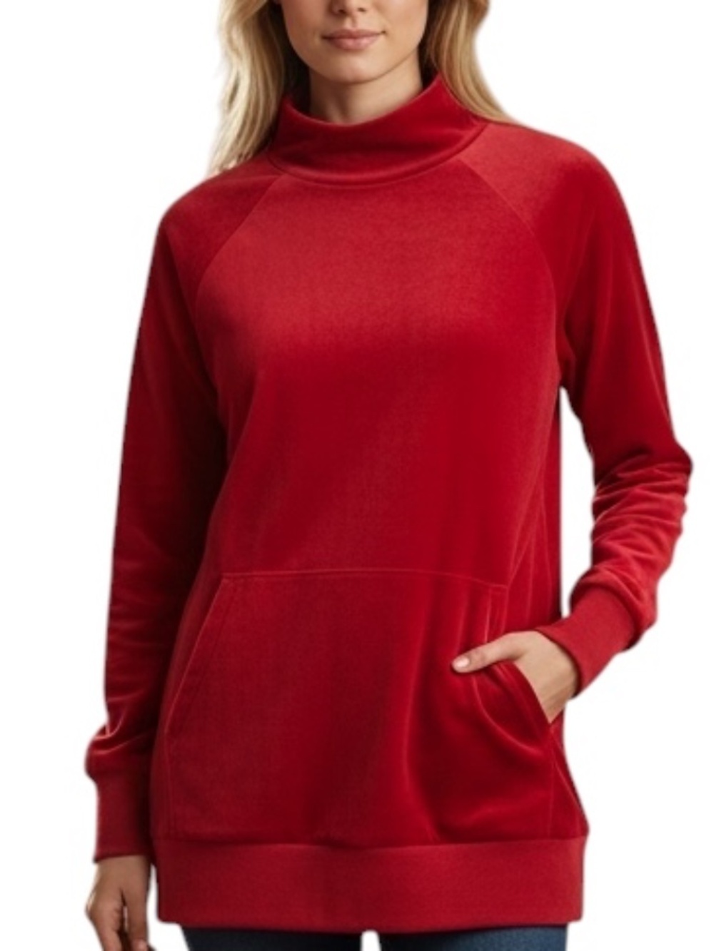 Fabletics Red Zaylee Funnel Neck Tunic Oversized Size Small in Red Back Zip-up
